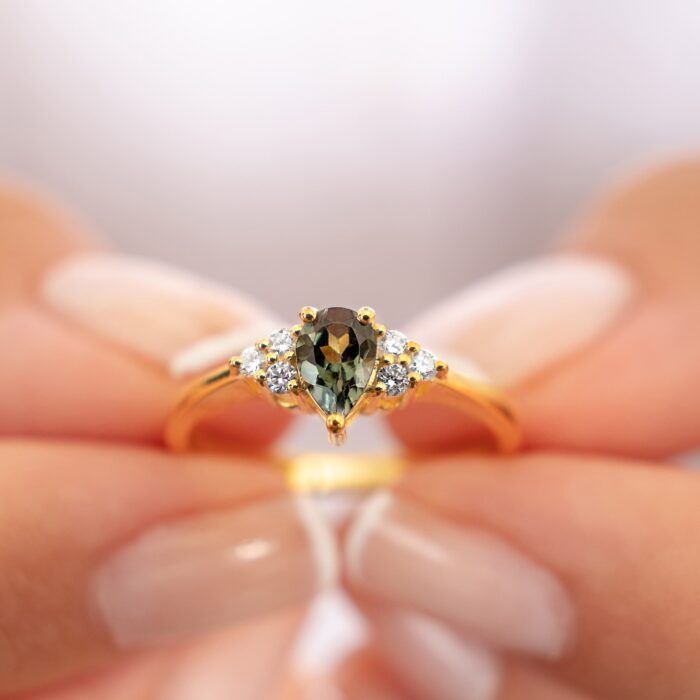 Dark Brown Emerald Engagement Ring