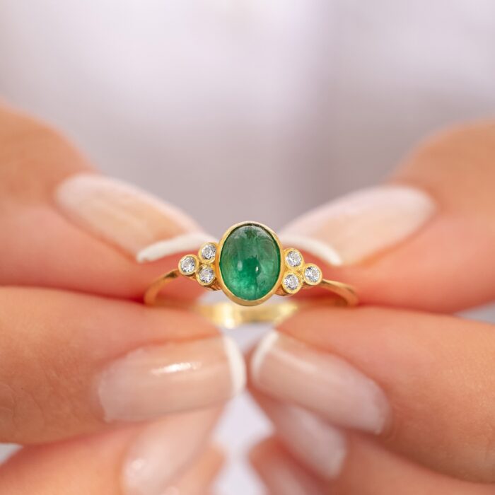 Green Emerald Engagement Ring