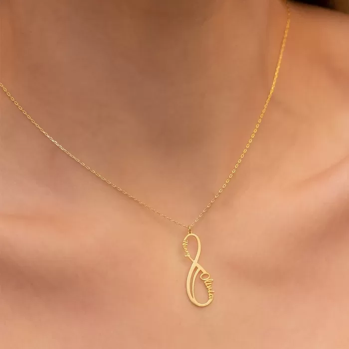 Infinity Style Name Vertical Necklace